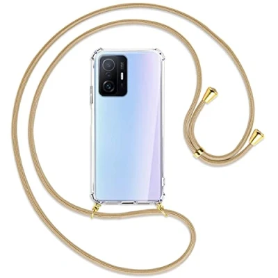 Abbildung von mtb more energy® Handykette kompatibel mit Xiaomi 11T, 11T Pro (6.67&#039;&#039;) Caramel/Gold Smartphone Hülle zum Umhängen Anti Shock Full TPU Case