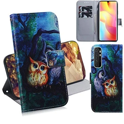 Abbildung von DodoBuy Xiaomi Mi Note 10 Lite Hülle Flip PU Leder Schutzhülle Handy Tasche Case Cover Wallet Standfunktion mit Kartenfächer Magnetverschluss für Eule
