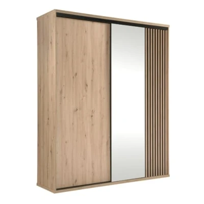 Abbildung von Lomadox Kleiderschrank Schwebetürenschrank Schiebetürenschrank 179 cm breit Eiche mit schwarz