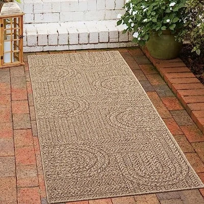 Abbildung von CARPETIA Außenteppich In &amp; Outdoor Teppich 80x150 cm Sisal Optik natürlich beige braun Garten Terrasse Balkon Küche