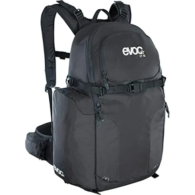 Abbildung von EVOC CP 18l Outdoor Kamera Rucksack für professionelles Fotoequipment (Gepolstert, ergonomisches Tragesystem, Gurtsystem Eisäxte, Ski, Snowboard oder Stativ, inkl. Regenschutz), Schwarz