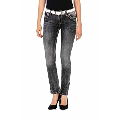 Abbildung von Cipo &amp; Baxx Damen Jeanshose Slim Fit Denim Bequem Hose Pants WD436 Schwarz W32 L32