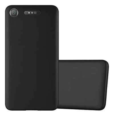 Abbildung von Cadorabo Hülle kompatibel mit Sony Xperia XZ1 Schutzhülle TPU Silikon Case Metallic Design Slim Kratzfest Weiche Gummi Rundumschutz für in Schwarz
