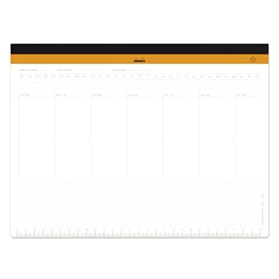 Abbildung von Rhodia 194040C Schreibunterlage mit Wochenkalender, Leinenrücken, 60 Blatt mikroperforiert, DIN A4+ 29,7x22,2 cm, 80g, 1 Stück