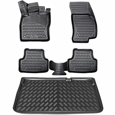 Abbildung von ELMASLINE 3D Gummimatten + Kofferraumwanne Set für BMW 1er (F20/F21) 2011 2019 (Limousine) Hoher Rand Design Fußmatten