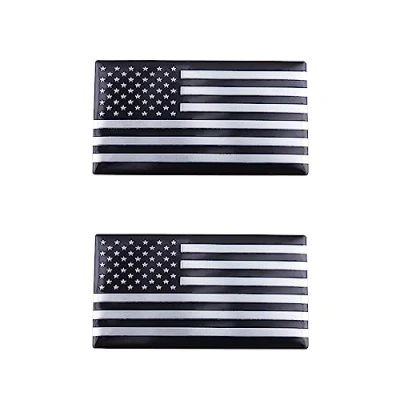 Abbildung von 2 x USA Flaggen Emblem für Auto, LKW, Abzeichen, Universal Auto Styling Aufkleber (schwarz/silberfarben)