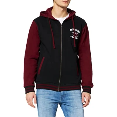 Abbildung von cotton division Herren MENARUTTD011 Kapuzenpullover, Schwarz/Bordeaux, XXL