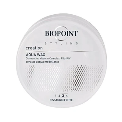Abbildung von Biopoint Styling Aqua Wax Modellier und Polierwachs auf Wasserbasis, starke Haftung, feuchtigkeitsspendende stärkende Wirkung, ideal für nasse Looks, 100 ml