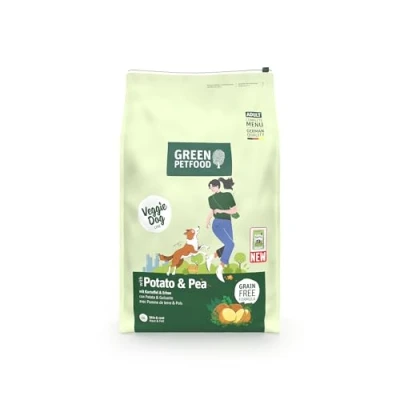 Abbildung von Green Petfood VeggieDog mit Kartoffel &amp; Erbse (1 x 10 kg) Adult Premium Trockenfutter für ausgewachsene Sensible Hunde vegetarisch weizenfrei leckerer Süßkartfoffel 1er Pack