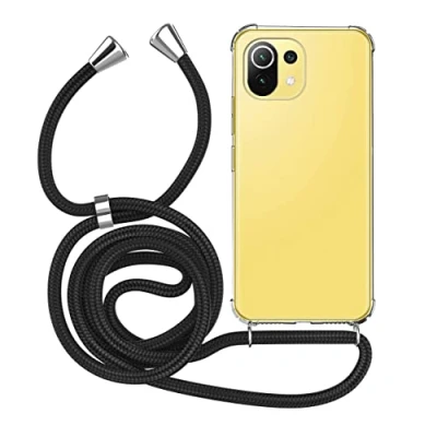 Abbildung von MyGadget Handykette für Xiaomi Mi 11 Lite 5G [ TPU Hülle mit verstellbaren Band ] Handyhülle Handyband zum Umhängen Kordel Schnur Case Schutzhülle Schwarz