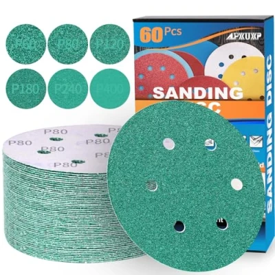 Abbildung von ALPXUXP Schleifscheiben 150mm Klett 6 Loch Schleifpapier Profi für Exzenterschleifer je10x P60 P80 P120 P180 P240 P400 Mischkorn(60 Stück)