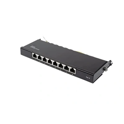 Abbildung von Good Connections Patchpanel/Patchfeld Desktop Cat. 6, 250 MHz GIGABIT fähig 8 Port 0,5 HE STP geschirmt werkzeugloses Öffnen Tiefschwarz (RAL9005)