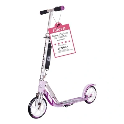 Abbildung von HUDORA BigWheel Scooter 205 Stabiler Aluminium Roller Höhenverstellbarer &amp; zusammenklappbarer Cityroller Kinder Erwachsenenroller für bis zu 100kg Tretroller mit Ständer