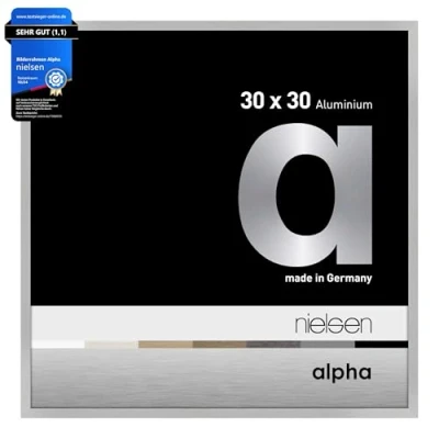 Abbildung von nielsen Bilderrahmen, 30 x cm, Aluminium, Silber matt, Rahmen zum Aufhängen im Hoch &amp; Querformat, Echtglas, Alpha