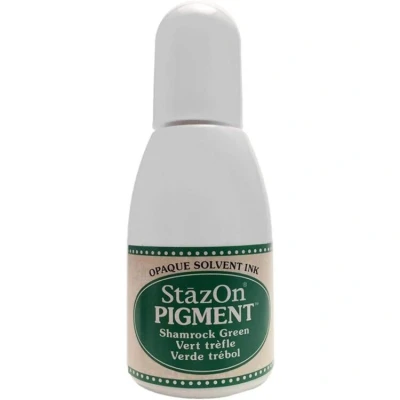 Abbildung von Tsukineko RZ PIG 051 Refill Nachfülltinte 15 ml Grün, Shamrock Green Zubehör Reinker für StazOn Pigmenttinte Stempelkissen, 2,8 x 7,2 cm