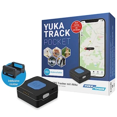 Abbildung von YUKAtrack Pocket GPS Tracker mit Akku SOS Funktion Personen, Senioren, Kinder, Tiere SIM+Datenflat inkl. Europaweite LIVE Ortung, Komplettset: Kein ABO, ohne Vertrag, Sofort Einsatzbereit