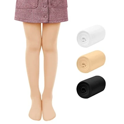 Abbildung von Libella 3er Pack Ballett Strumpfhose für Mädchen Tanzstrumpfhose mit Fuß 80 DEN Blickdicht Mikrofaser Farbig 27251 Weiß+Schwarz+Haut 164 170
