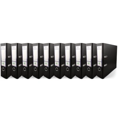 Abbildung von Netuno 10x Akten Ordner Schwarz DIN a4 Ekobox 2 Ring Mechanik Ringorder 8cm Kunststoff breit Büroordner Plastikordner Briefordner Ringmappe breiter Aktenordner PP farbig