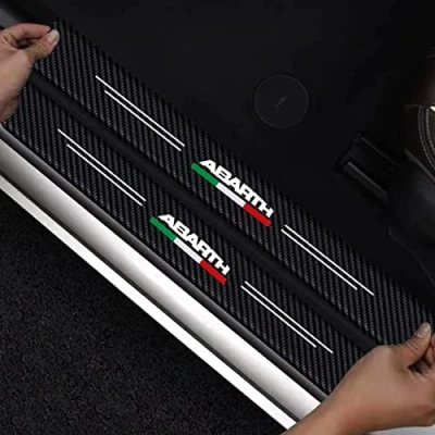 Abbildung von RIDGOEL 4 Stück Auto Einstiegsleisten Schutzfolie für FIAT Abarth 500 595 124 Spider, Kohlefaser Türschweller Aufkleber, Trittschutz Tür Schritt Platte Abdeckung Lackschutzfolie A