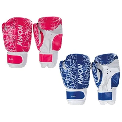 Abbildung von KWON Boxhandschuhe Kinder neon pink blau Box Handschuhe Boxen Kickboxen MMA Kids (small klein, Kinderboxhandschuhe), 6 Unzen, hochwertige Qualität