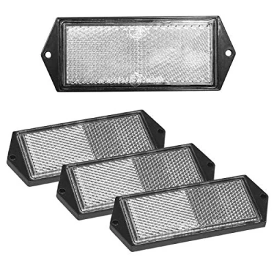 Abbildung von 4 x Reflektor weiß 104x40mm Anhänger Rückstrahler PKW Seitenstrahler Weiss LKW