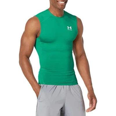 Abbildung von Under Armour Herren HeatGear Compression Sleeveless T Shirt, (305) Team Kelly Green/Weiß, Mittel