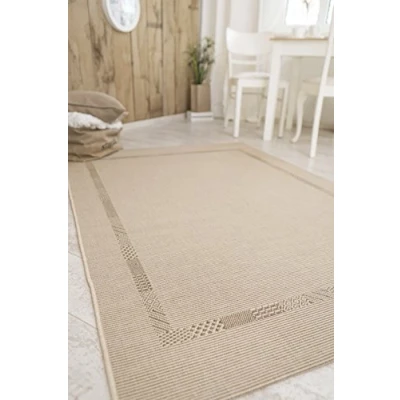 Abbildung von andiamo In &amp; Outdoor Kurzflor Louisville Webteppich ohne Flor Bordüre Teppich Polypropylen beige 133x190 cm