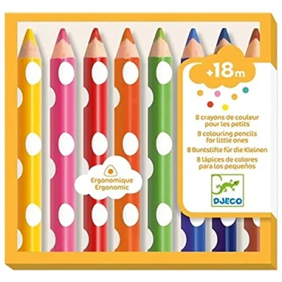 Abbildung von DJECO Buntstift 8 dicke Buntstifte Farbstifte Ergonomische Form deckende Farben