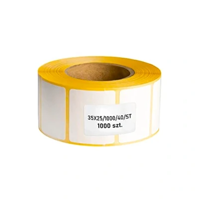 Abbildung von MDlabels Weiße Thermo etiketten auf Rolle 35x25mm 1000 Stück permanent haftend, für Barcode, Thermische