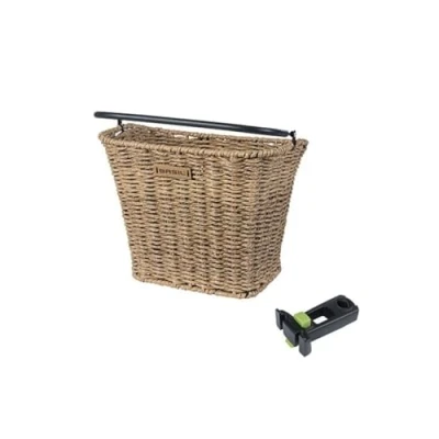 Abbildung von Fahrradkorb Für Vorne Basil Bremen Rattan Look Mit KF Vorbauhalter 27 X 35 29 Cm Seegras