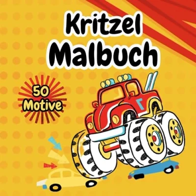 Abbildung von Kritzel Malbuch: Malbuch ab 3 Jahre für Jungen. 45 Motive kreatives Kritzeln und Ausmalen. Bagger, Traktor, Feuerwehr, Boot viele andere Fahrzeuge! Kritzelbuch Jungen