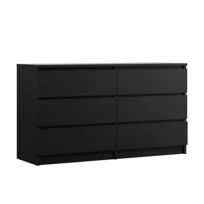 Abbildung von 3E 3xE living.com Kommode mit 6 Schubladen 138 cm, Farbe: Schwarz Matt, H: 79 B: T: 39 cm