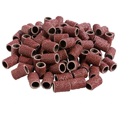 Abbildung von Sina Sandblatt Nagelfeile Schleifkappen, Körnung 100/120, Schleifhülsen für Nagelfräser, 100 tlg., Durchmesser 6 mm