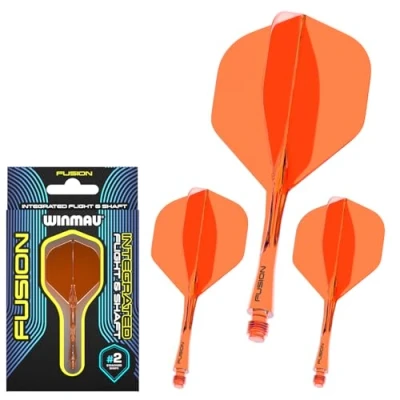 Abbildung von WINMAU Fusion Fluor Orange Mittel Integriertes Dartflug und Schaftsystem 1 Set pro Packung (insgesamt 3 Flug Schäfte)
