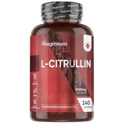 Abbildung von L Citrullin 3000mg pro Portion 240 vegane Kapseln 4 Täglich Frei von Magnesiumstearat Ohne Gentechnik WeightWorld