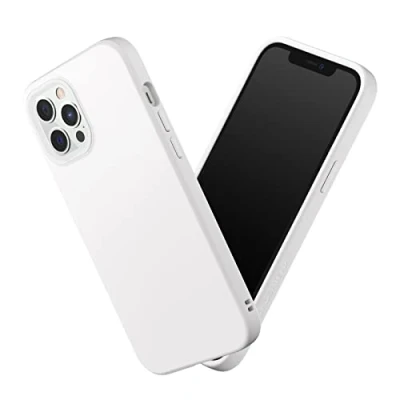 Abbildung von RhinoShield Case kompatibel mit [iPhone 12 Pro Max] SolidSuit Stoßdämpfende &amp; schlanke Schutzhülle Premium Finish 3.5 Meter Fallschutz Austauschbare Kamera Ringe Klassik Weiß