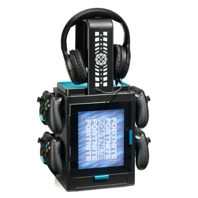 Abbildung von Numskull Offizieller Fortnite LED Light Gaming Schrank, Controller Halter &amp; Headset Ständer für PS4/PS5 Xbox Series XS Mehrere Beleuchtungseinstellungen Offizielles Merchandise