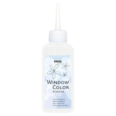 Abbildung von KREUL 42775 Window Color Konturenfarbe, weiß 80 ml, zur besseren Abgrenzung von Motiven, für glatte Oberflächen wie Glas, Spiegel und Fliesen