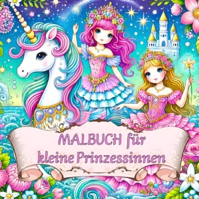 Abbildung von Malbuch für kleine Prinzessinnen: 50 magische Motive mit Prinzessinnen, Meerjungfrauen, Feen, Elfen und Einhörnern. Das Ideale Geschenk Kinder Mädchen von 4 bis 8 Jahren
