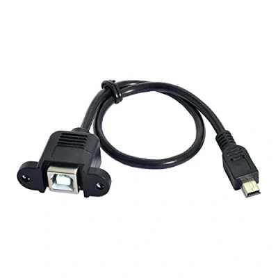 Abbildung von Cablecc Mini USB Kabel, 5 poliger Stecker auf B Buchse, 20 cm, mit Schrauben