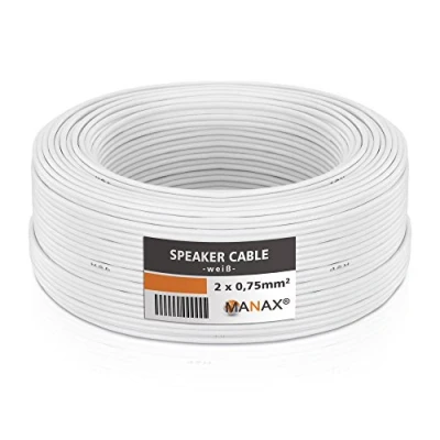 Abbildung von MANAX® 25m Zwillingslitze 2x 0,75mm² weiß Kabel 2 adrig (25m 1 Ring, weiß)
