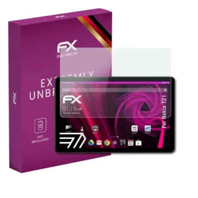 Abbildung von atFoliX Glasfolie kompatibel mit Nokia T21 Panzerfolie, 9H Hybrid Glass FX Schutzpanzer Folie