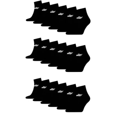 Abbildung von PUMA Unisex Quarter Socken Sneaker knöchelhoch für Damen Herren 18er Pack, Farbe:001 Black, &amp; Strümpfe:35 38