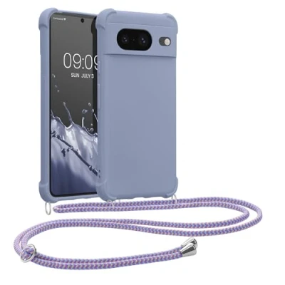 Abbildung von kwmobile Necklace Case kompatibel mit Google Pixel 8 Hülle Cover Kordel zum Umhängen Silikon Schutzhülle Lavendel