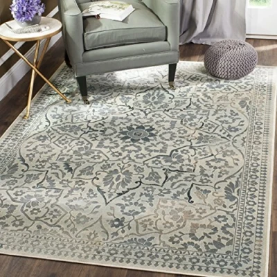 Abbildung von SAFAVIEH Traditionell Teppich für Wohnzimmer, Esszimmer, Schlafzimmer Vintage Collection, Kurzer Flor, Creme und Hellblau, 160 X 229 cm
