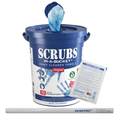 Abbildung von DEWEPRO Handwaschpaste SCRUBS in a Bucket 72 St. Handreinigungstücher Handreiniger mit NSF Freigabe die perfekte Handreinigung inkl. 1 SingleScrubs, tlg.