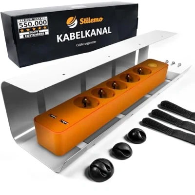 Abbildung von Stilemo Kabelkanal Schreibtisch Kabelmanagement Organizer Kabeldurchführung Cable Management Kabelhalter Kabelwanne Tisch 1 Stück, 43 x 12 10 cm Grau