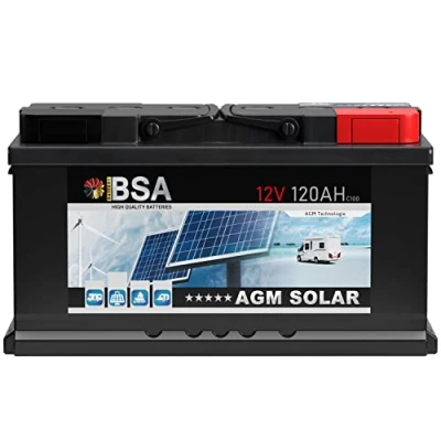 Abbildung von BSA AGM Batterie 120Ah 12V Solarbatterie Deep Cycle Wohnmobil Bootsbatterie zyklenfeste wartungsfreie VRLA ersetzt 100Ah 110Ah