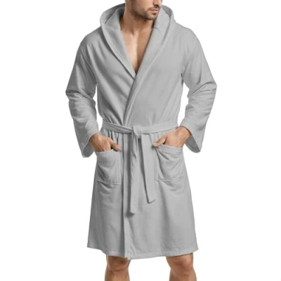 Abbildung von PETTI Artigiani Italiani Unisex Accappatoio Microfibra Bademantel aus Mikrofaser, grau, 4XL Größen