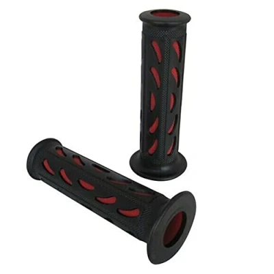 Abbildung von Motorrad Griffe Weiches Silikon Gummi Für 7/8&quot; 22mm Lenker Schwarz/Rot, Schwarz